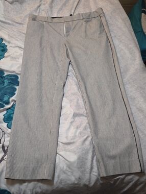 Banana Republic White and Black Pinstripe Trousers